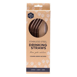 Ever Eco Drinking Straws Rose Gold Bent 4 pack