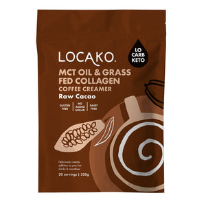 Locako Coffee Creamer Enriched with MCT & Grass-fed Collagen Raw Cacao 320g